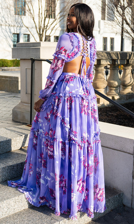Floral Beauty Maxi Dress - Lavender