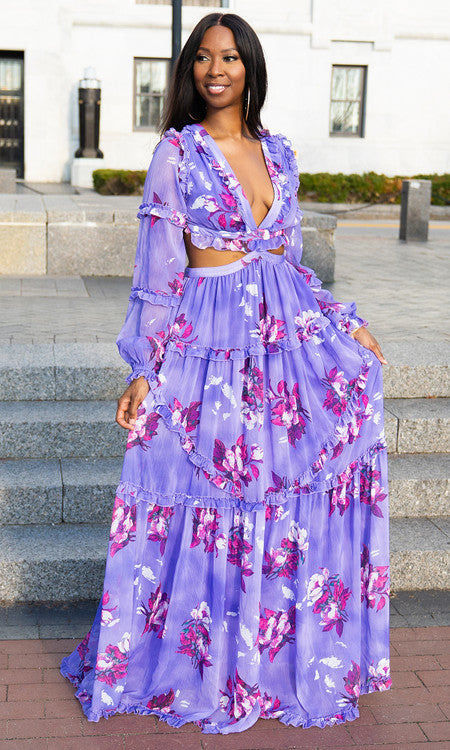 Floral Beauty Maxi Dress - Lavender