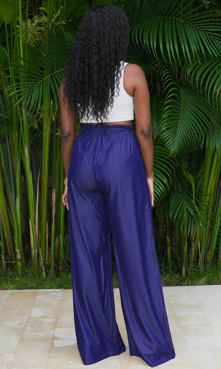 Florence Wide Leg Pants - Dark Blue Denim
