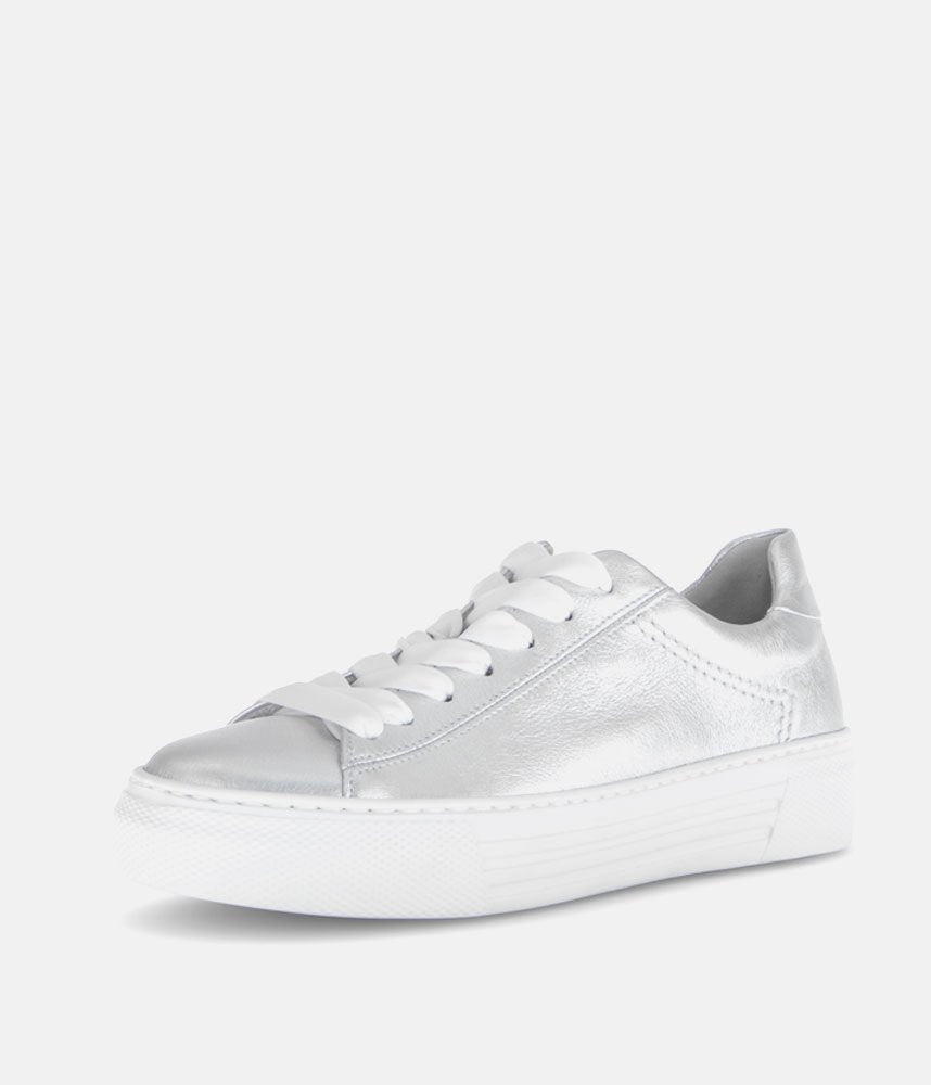 Gabor Trendy Silver Platform Trainers