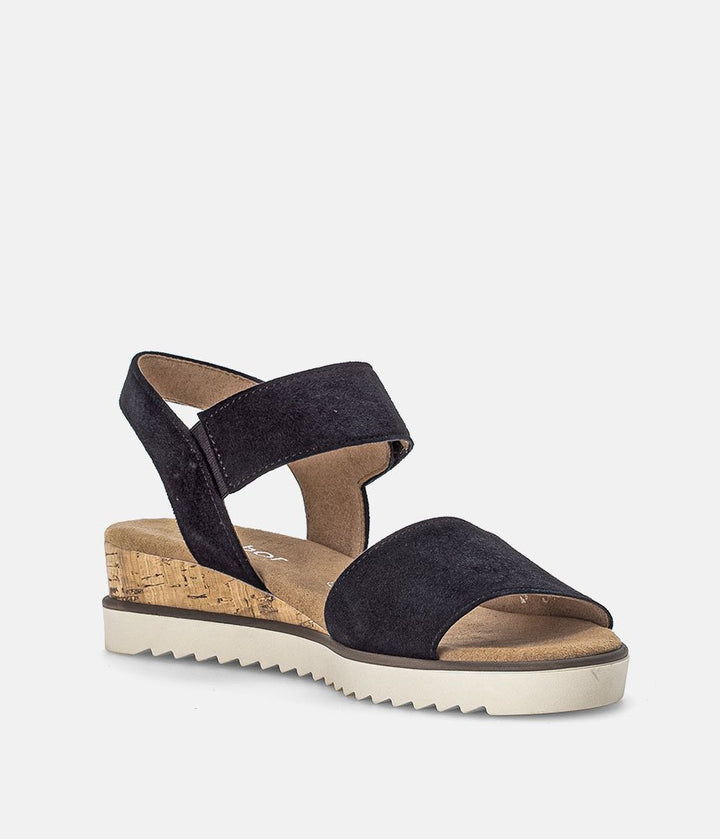 Gabor Stylish Navy Suede Wedge Sandals