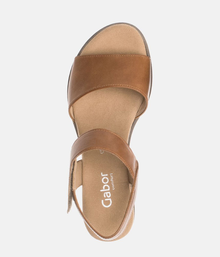 Gabor Stylish Brown Leather Wedge Sandals