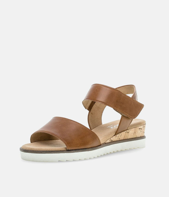 Gabor Stylish Brown Leather Wedge Sandals