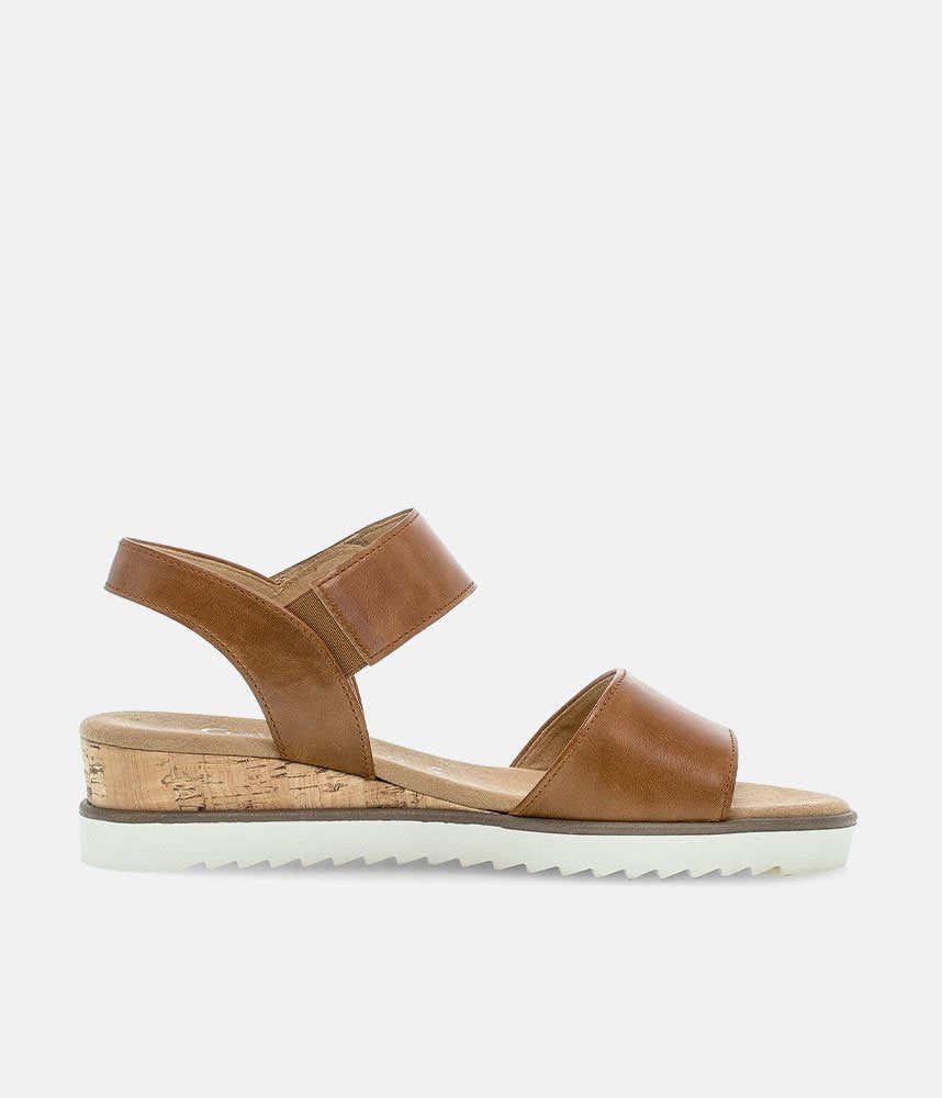 Gabor Stylish Brown Leather Wedge Sandals