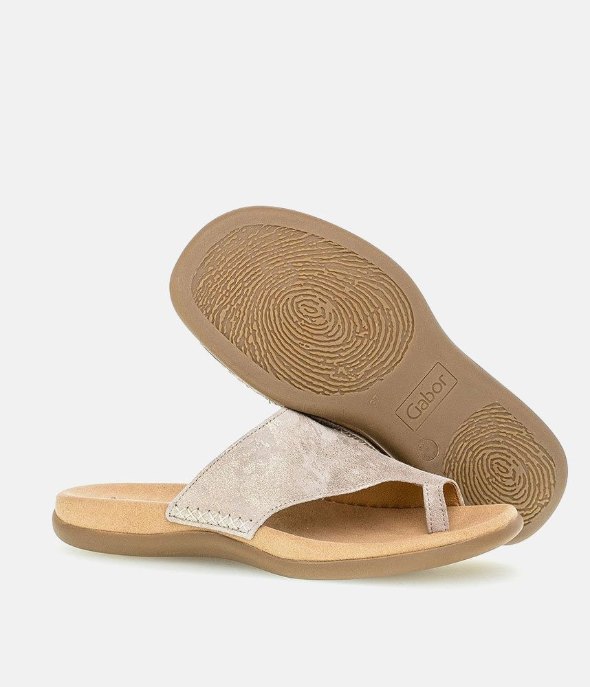 Gabor Pretty Metallic Leather Toe Post Sandals