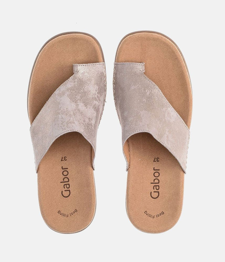 Gabor Pretty Metallic Leather Toe Post Sandals