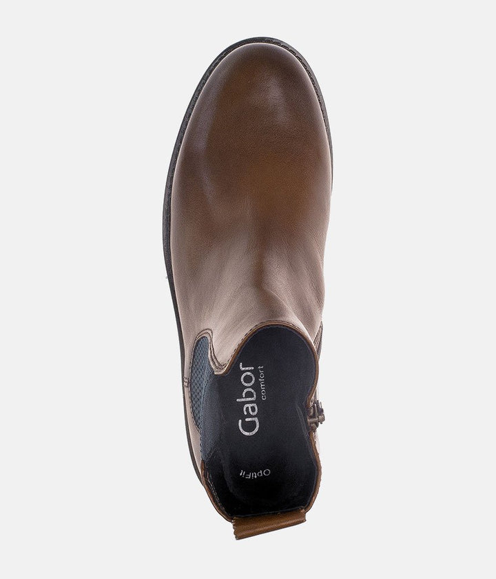 Gabor Wide Fit Leather Ankle Boots - Brown