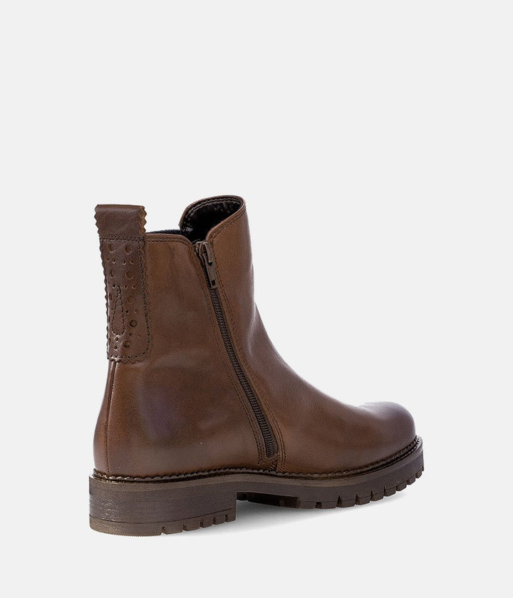Gabor Wide Fit Leather Ankle Boots - Brown
