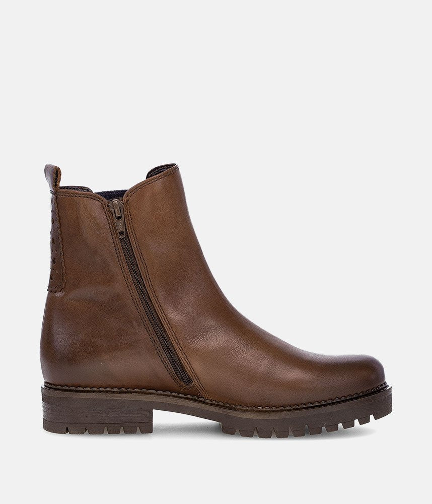 Gabor Wide Fit Leather Ankle Boots - Brown