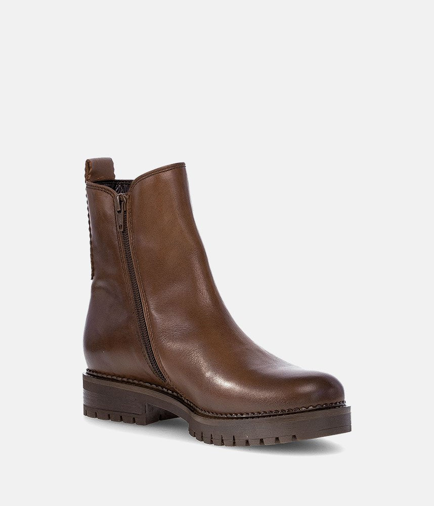Gabor Wide Fit Leather Ankle Boots - Brown