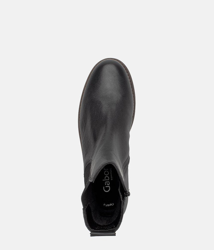 Gabor Wide Fit Leather Ankle Boots - Black