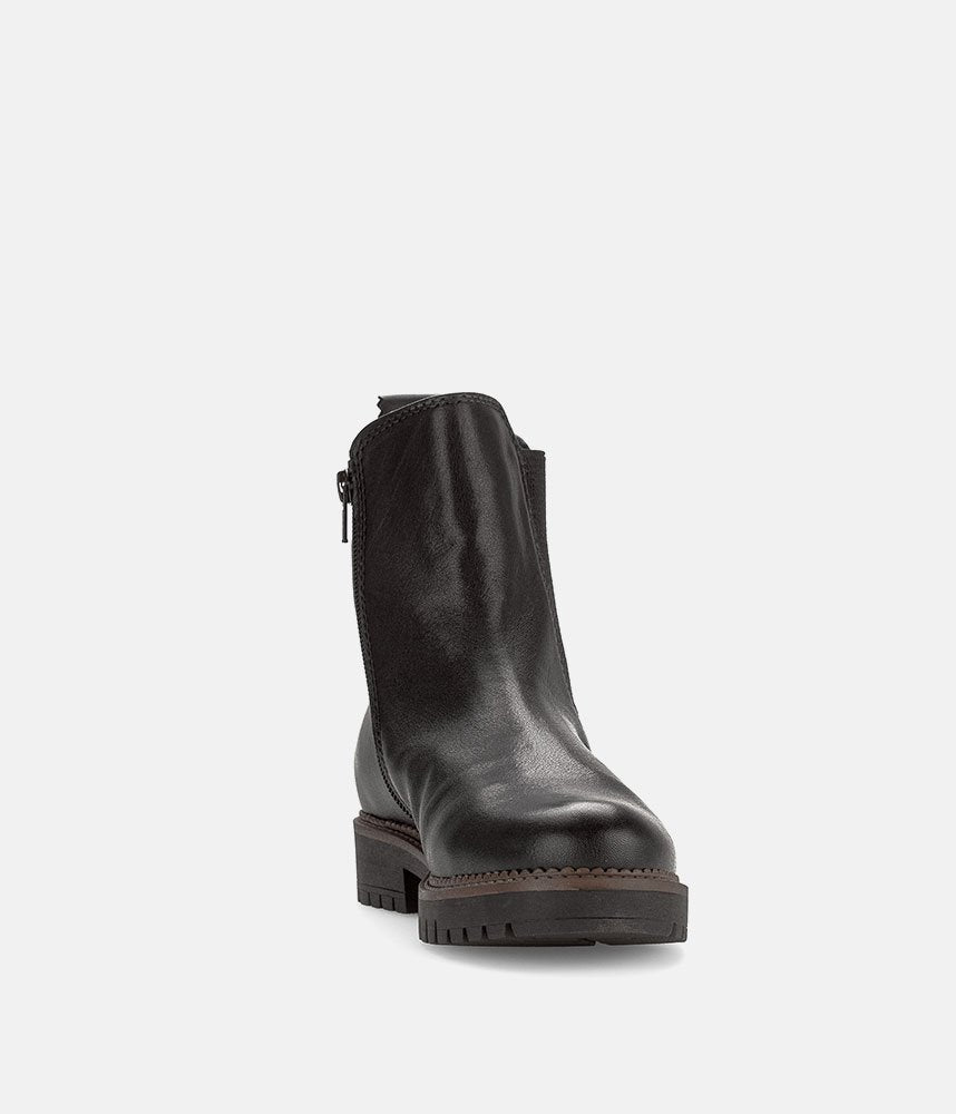 Gabor Wide Fit Leather Ankle Boots - Black