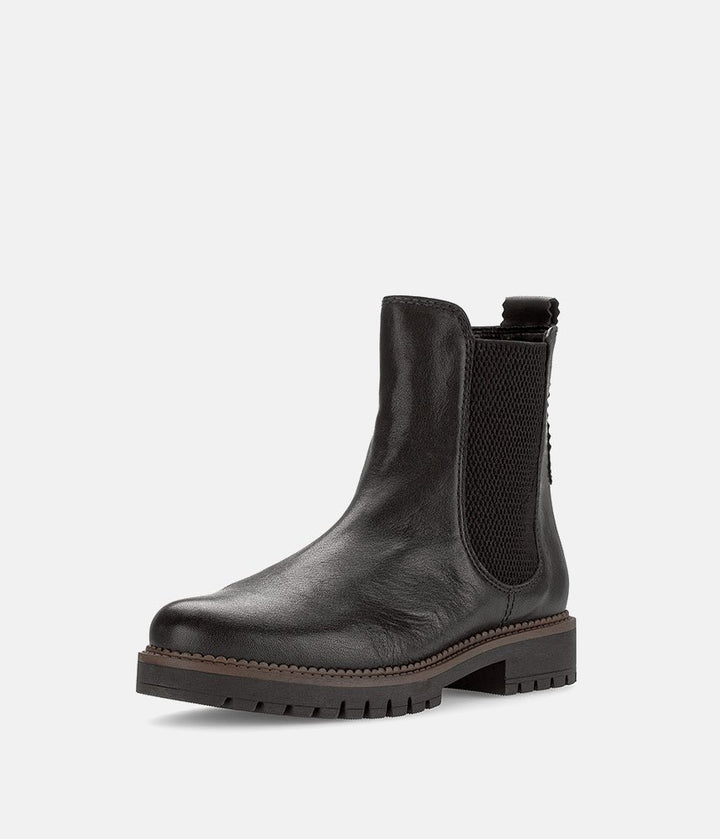 Gabor Wide Fit Leather Ankle Boots - Black