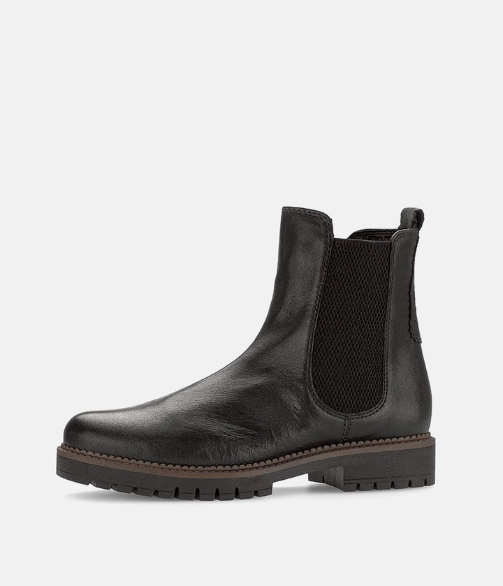 Gabor Wide Fit Leather Ankle Boots - Black