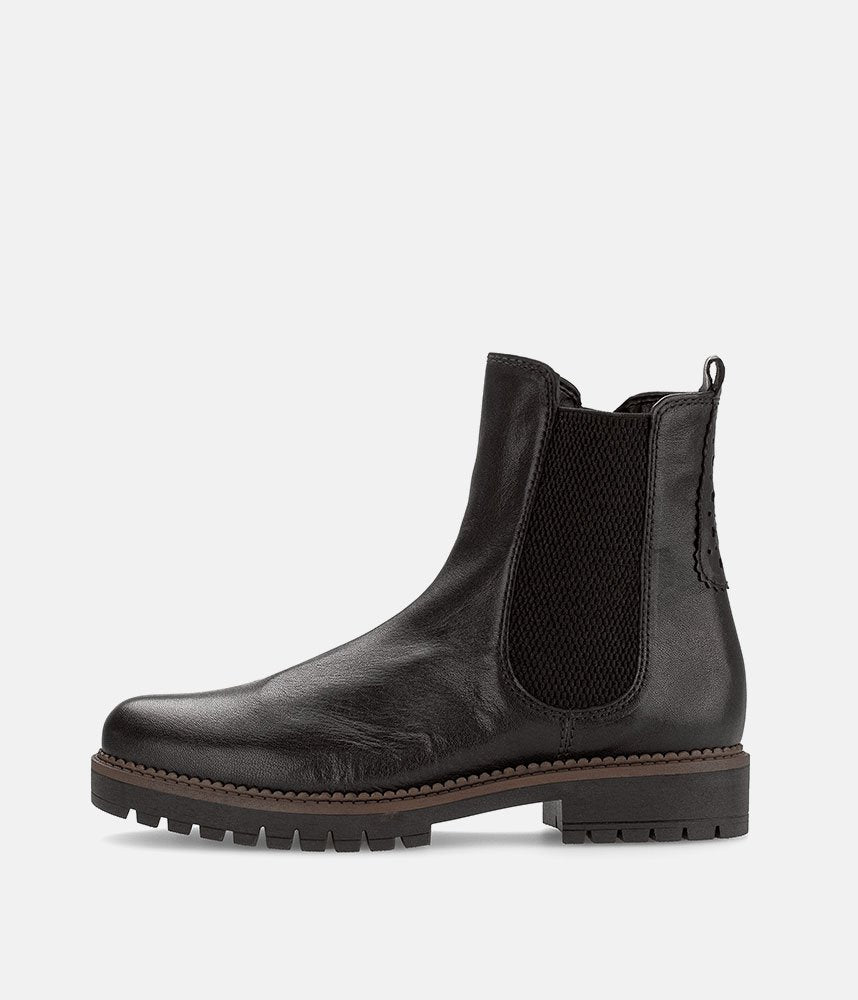 Gabor Wide Fit Leather Ankle Boots - Black