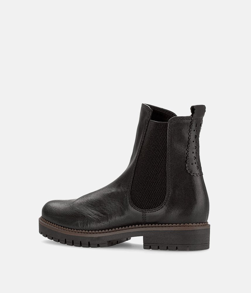 Gabor Wide Fit Leather Ankle Boots - Black