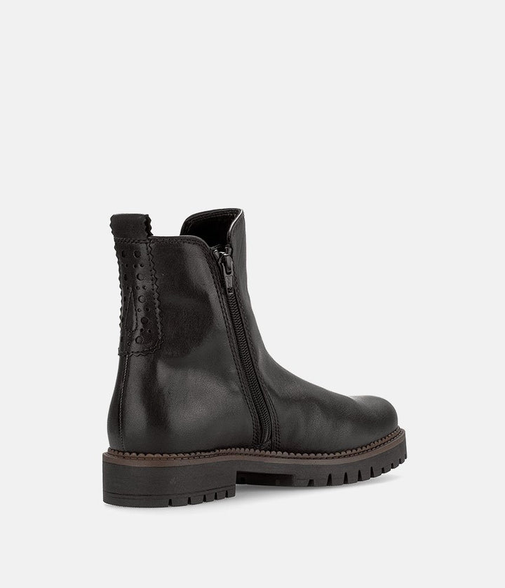 Gabor Wide Fit Leather Ankle Boots - Black