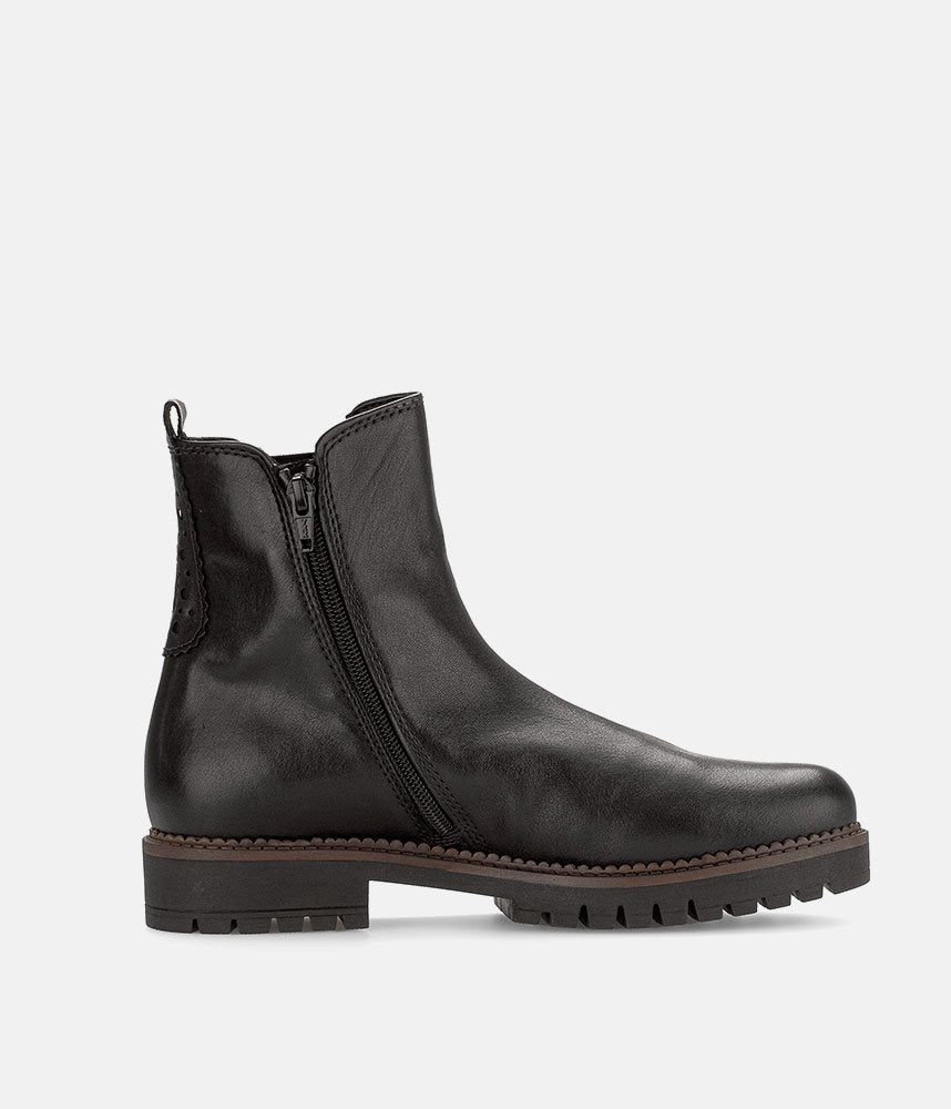 Gabor Wide Fit Leather Ankle Boots - Black