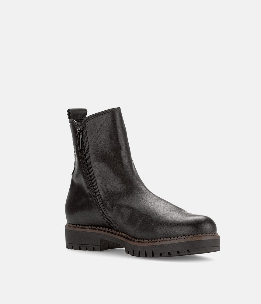 Gabor Wide Fit Leather Ankle Boots - Black