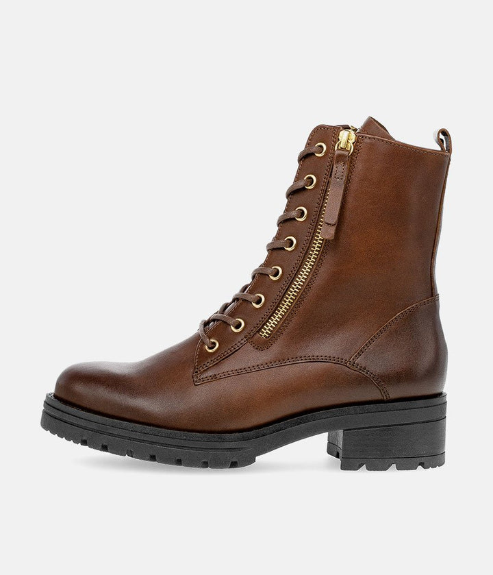 Gabor Premium Leather Lace Up Ankle Boots - Brown