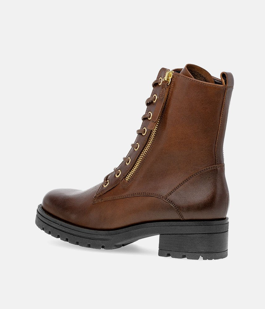 Gabor Premium Leather Lace Up Ankle Boots - Brown