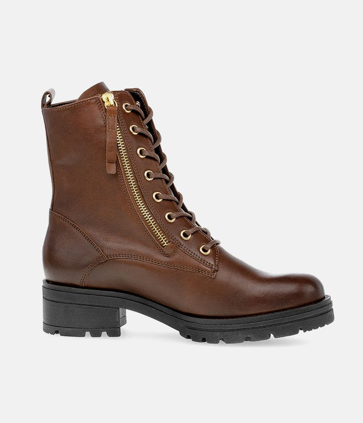 Gabor Premium Leather Lace Up Ankle Boots - Brown
