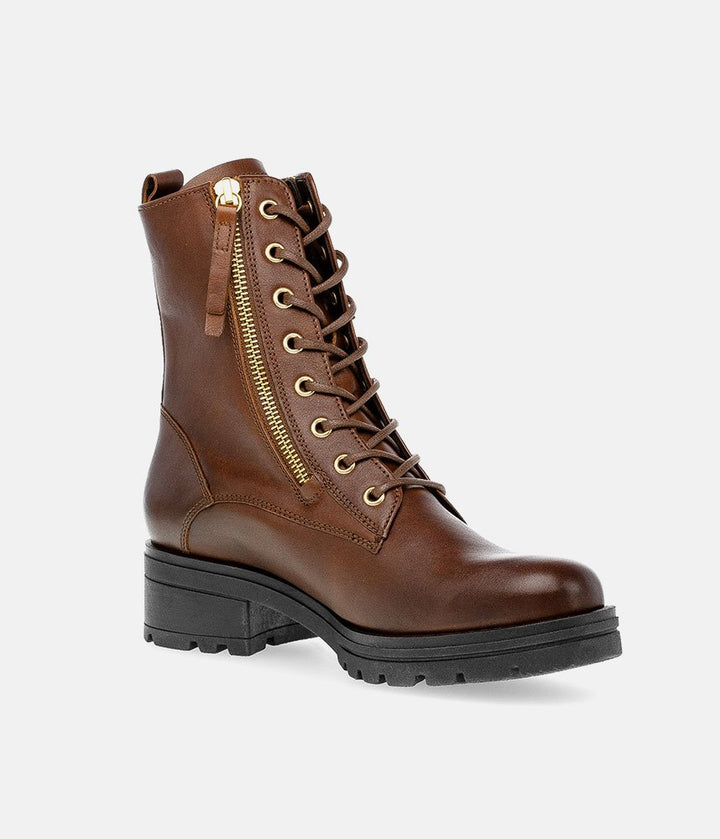Gabor Premium Leather Lace Up Ankle Boots - Brown