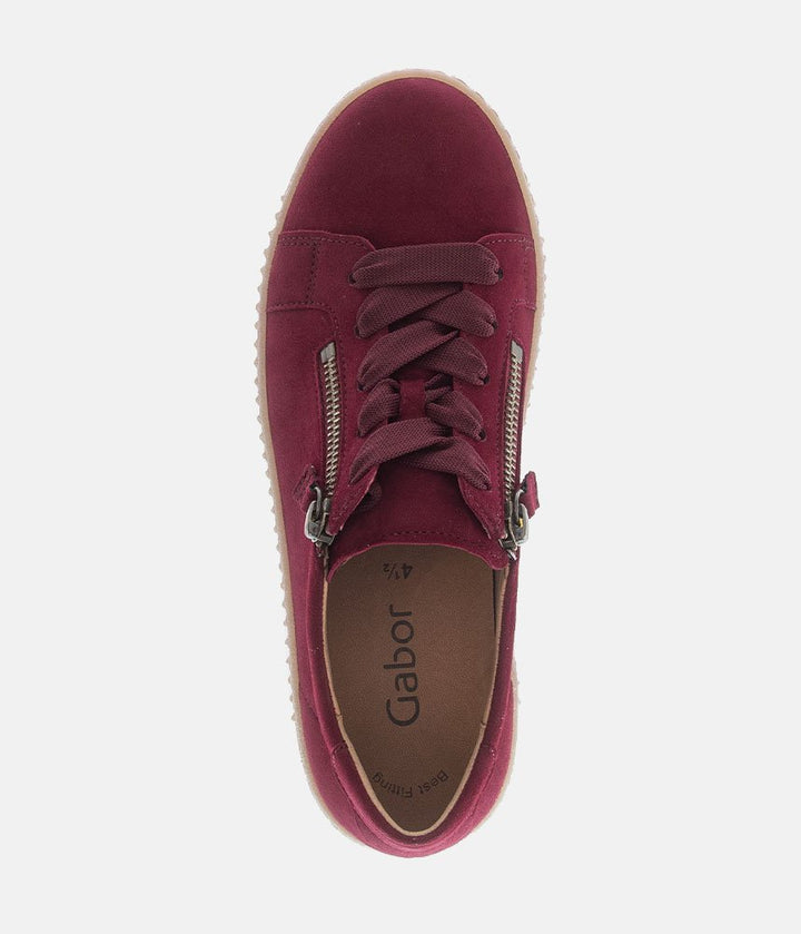 Gabor Chunky Suede Trainers - Burgundy
