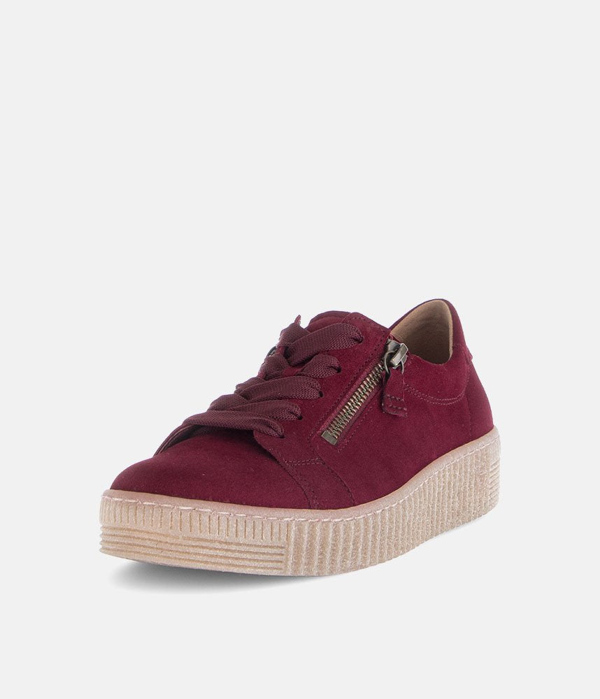 Gabor Chunky Suede Trainers - Burgundy