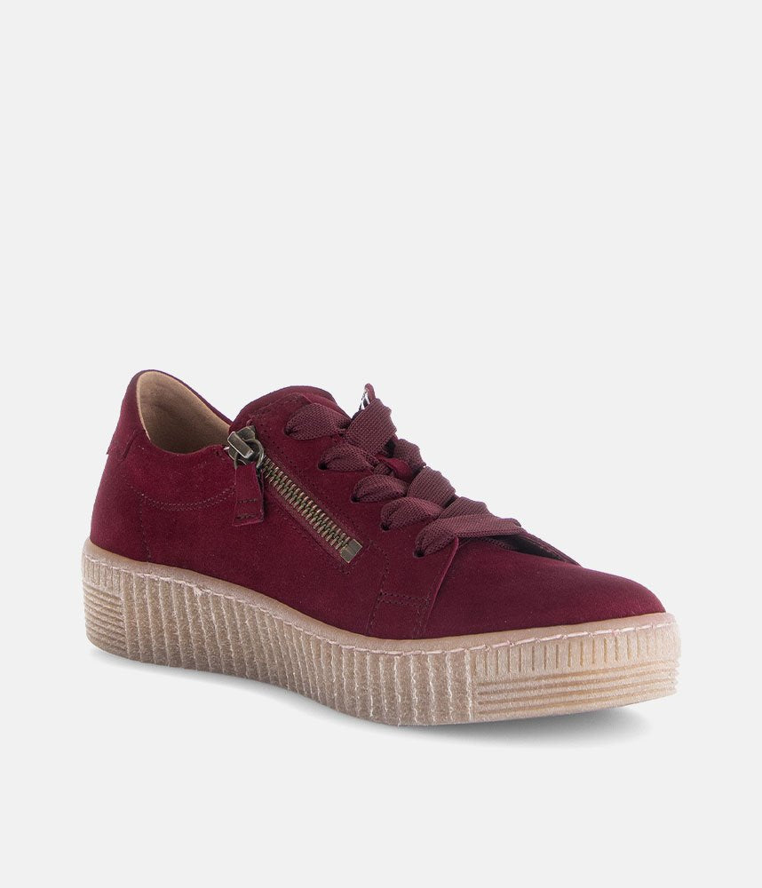 Gabor Chunky Suede Trainers - Burgundy