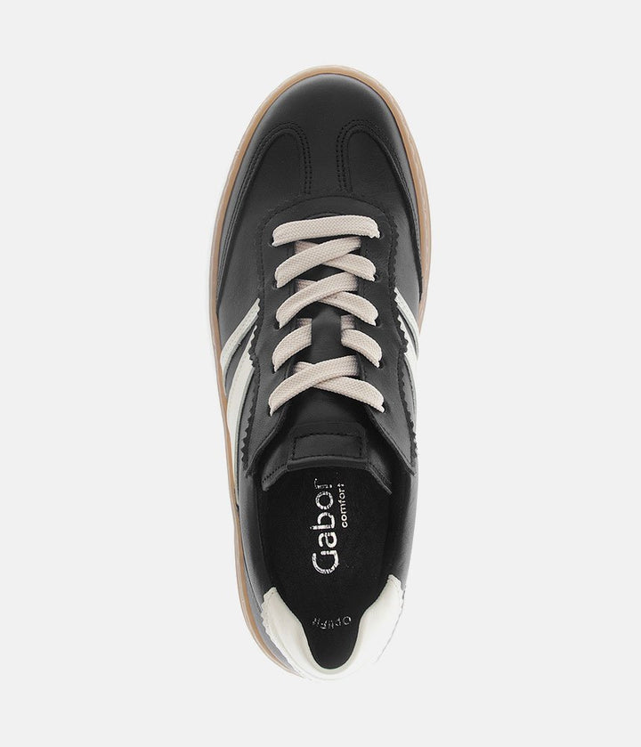 Gabor Trendy Leather Sneakers - Black/White