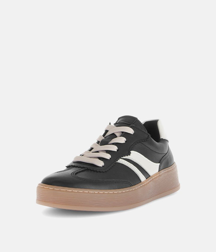 Gabor Trendy Leather Sneakers - Black/White