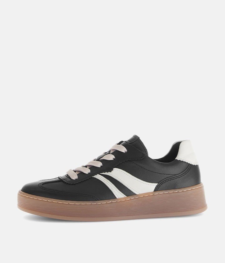 Gabor Trendy Leather Sneakers - Black/White