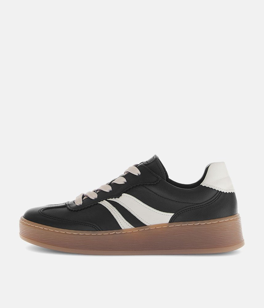 Gabor Trendy Leather Sneakers - Black/White