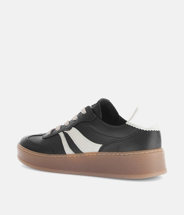 Gabor Trendy Leather Sneakers - Black/White