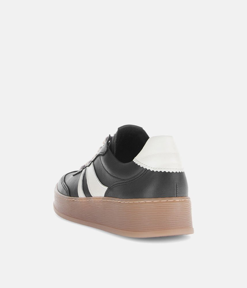 Gabor Trendy Leather Sneakers - Black/White