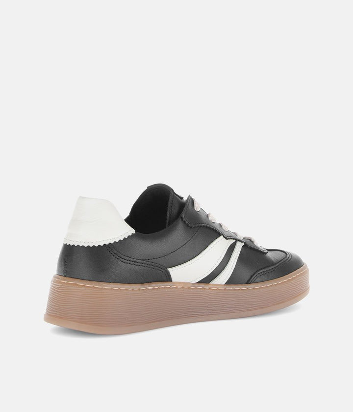 Gabor Trendy Leather Sneakers - Black/White