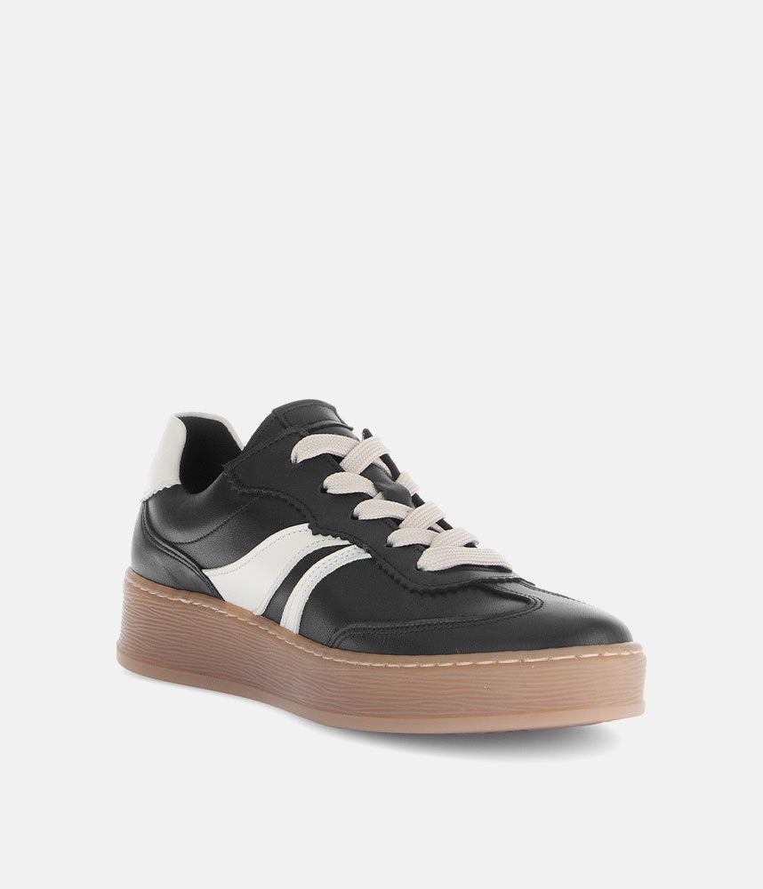 Gabor Trendy Leather Sneakers - Black/White