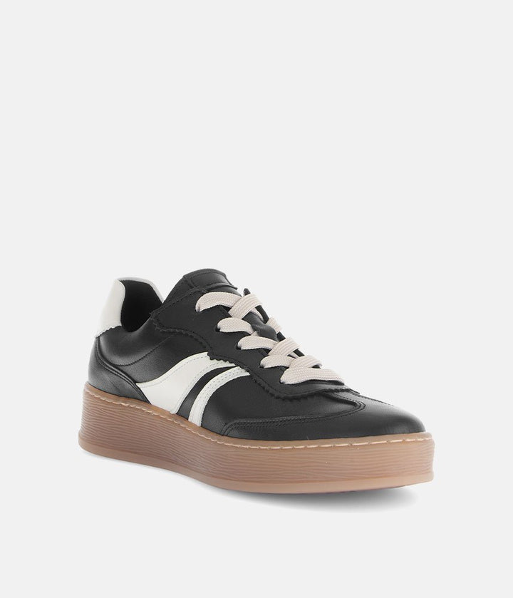 Gabor Trendy Leather Sneakers - Black/White