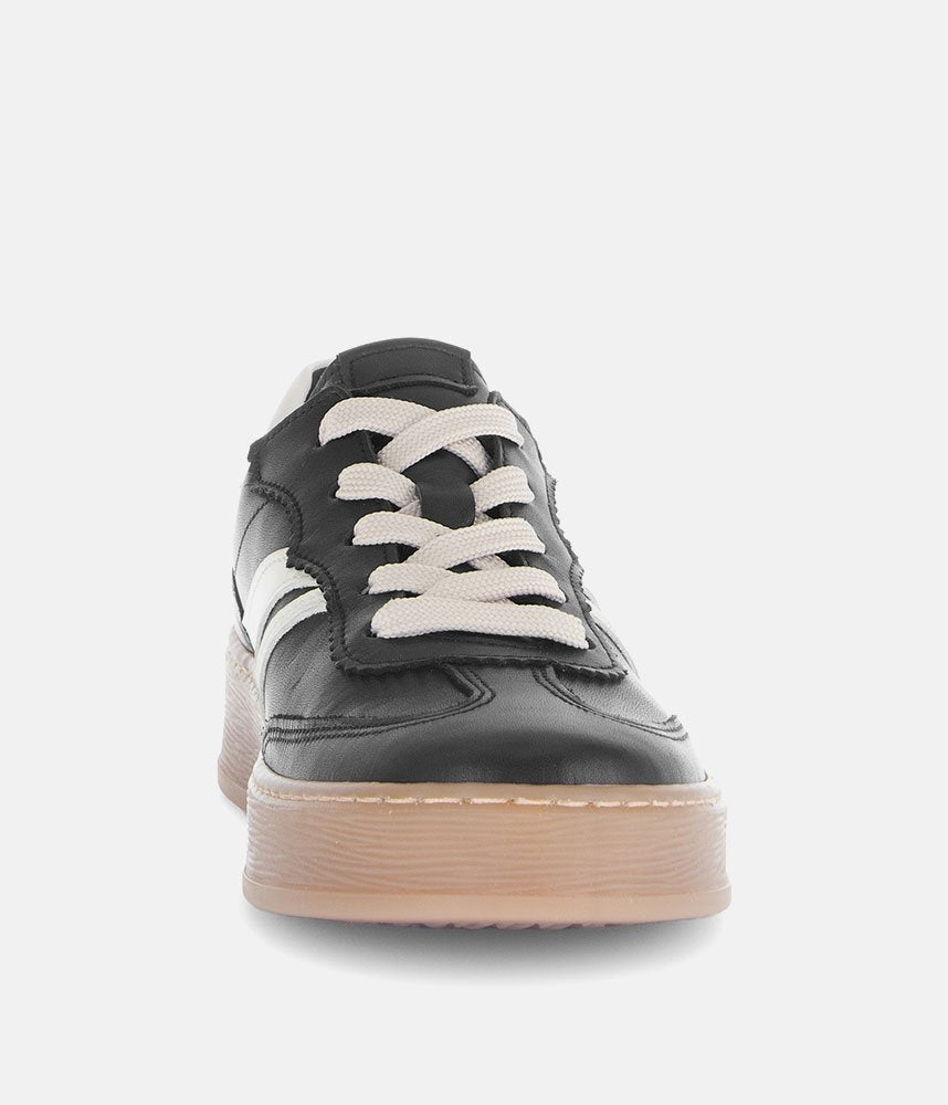 Gabor Trendy Leather Sneakers - Black/White