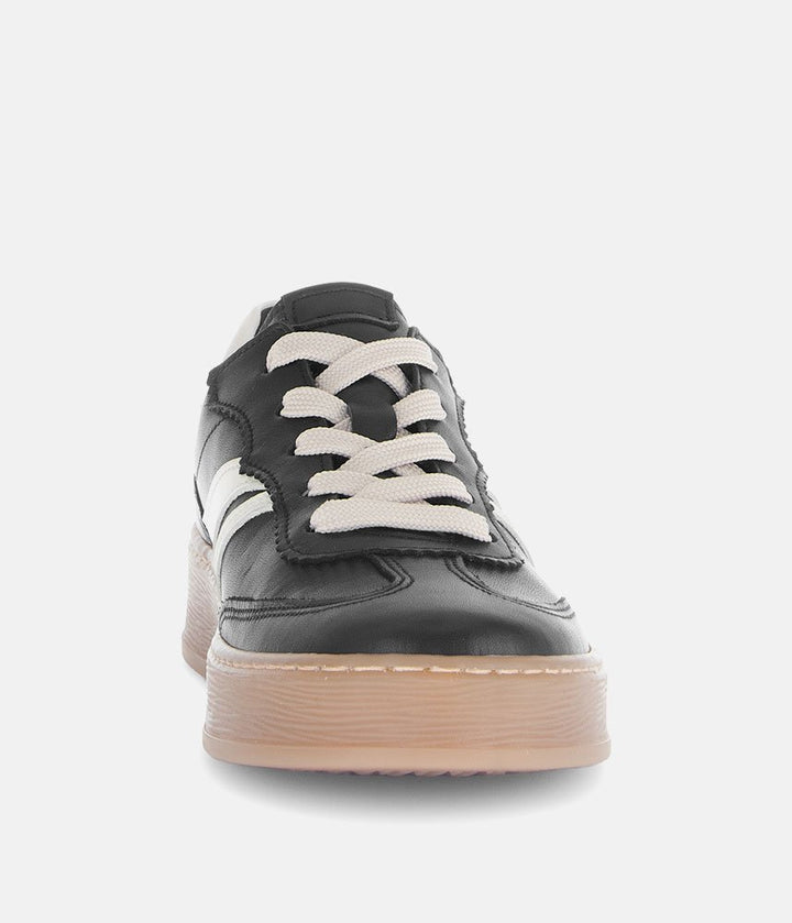 Gabor Trendy Leather Sneakers - Black/White