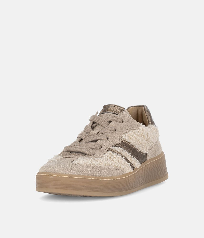Gabor Trendy Teddy Sneakers - Beige/Gold
