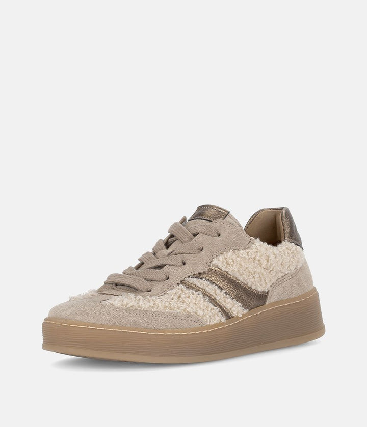 Gabor Trendy Teddy Sneakers - Beige/Gold