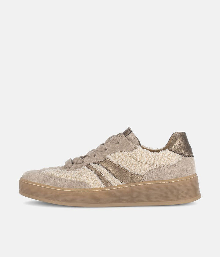 Gabor Trendy Teddy Sneakers - Beige/Gold