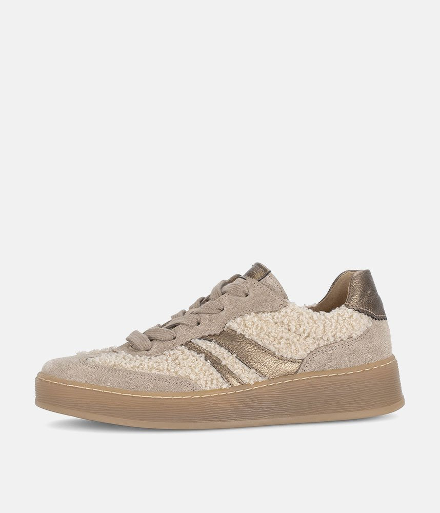 Gabor Trendy Teddy Sneakers - Beige/Gold