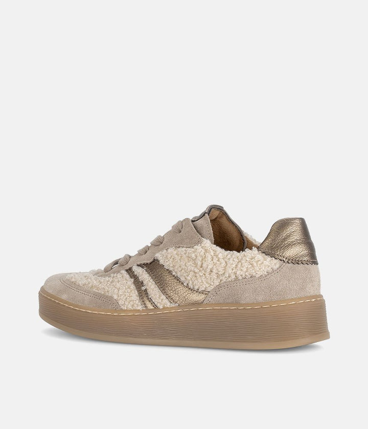 Gabor Trendy Teddy Sneakers - Beige/Gold