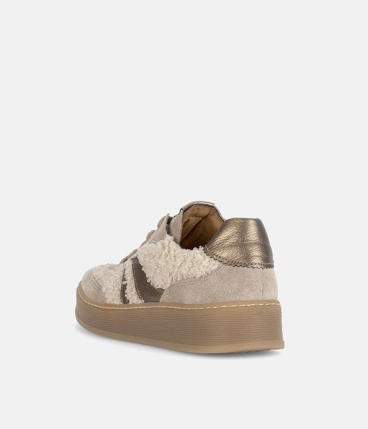Gabor Trendy Teddy Sneakers - Beige/Gold