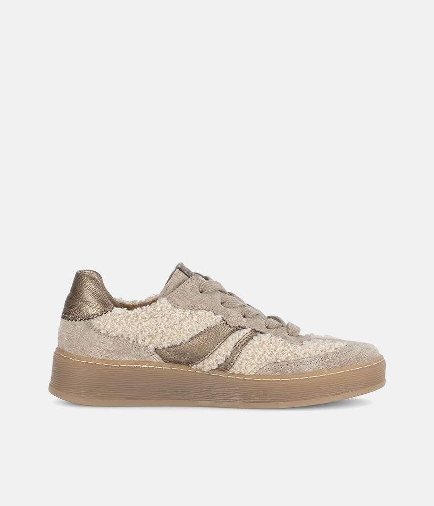 Gabor Trendy Teddy Sneakers - Beige/Gold