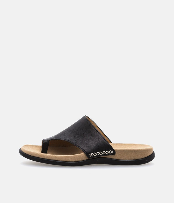 Gabor Black Leather Mule Sandals