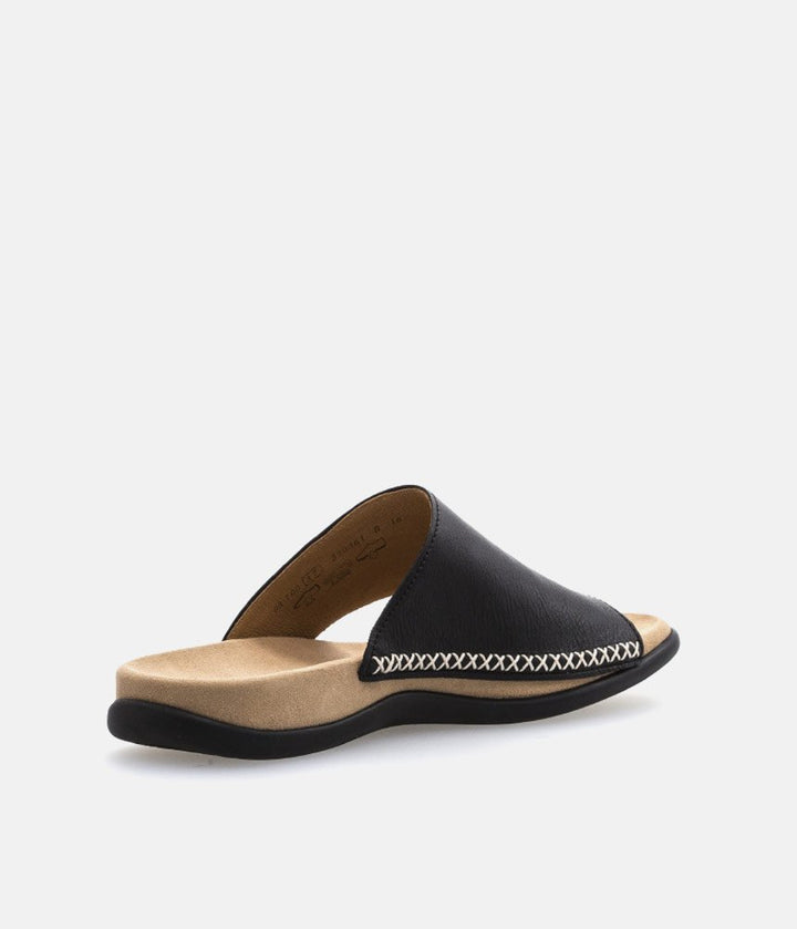 Gabor Black Leather Mule Sandals